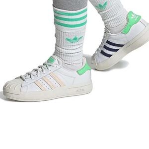 Adidas Superstar Ayoon Sneakers  Cloud White Green Orange Platform Shoes L-11